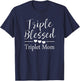 Triple Blessed Triplet Mom T-Shirt - T-Shirt | Navy