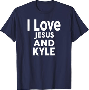 I Love Jesus and KYLE Name KYLE T-Shirt - T-Shirt | Navy