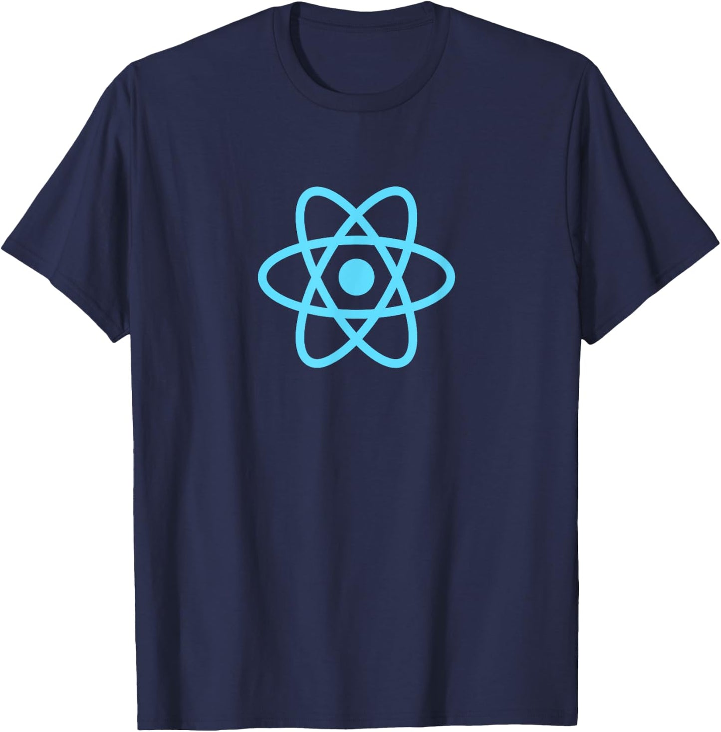 ReactJS Official Logo JavaScript Framework - Men's Adult Black Small Classic Fit Short Sleeve Collarless T-Shirt - T-Shirt | Navy