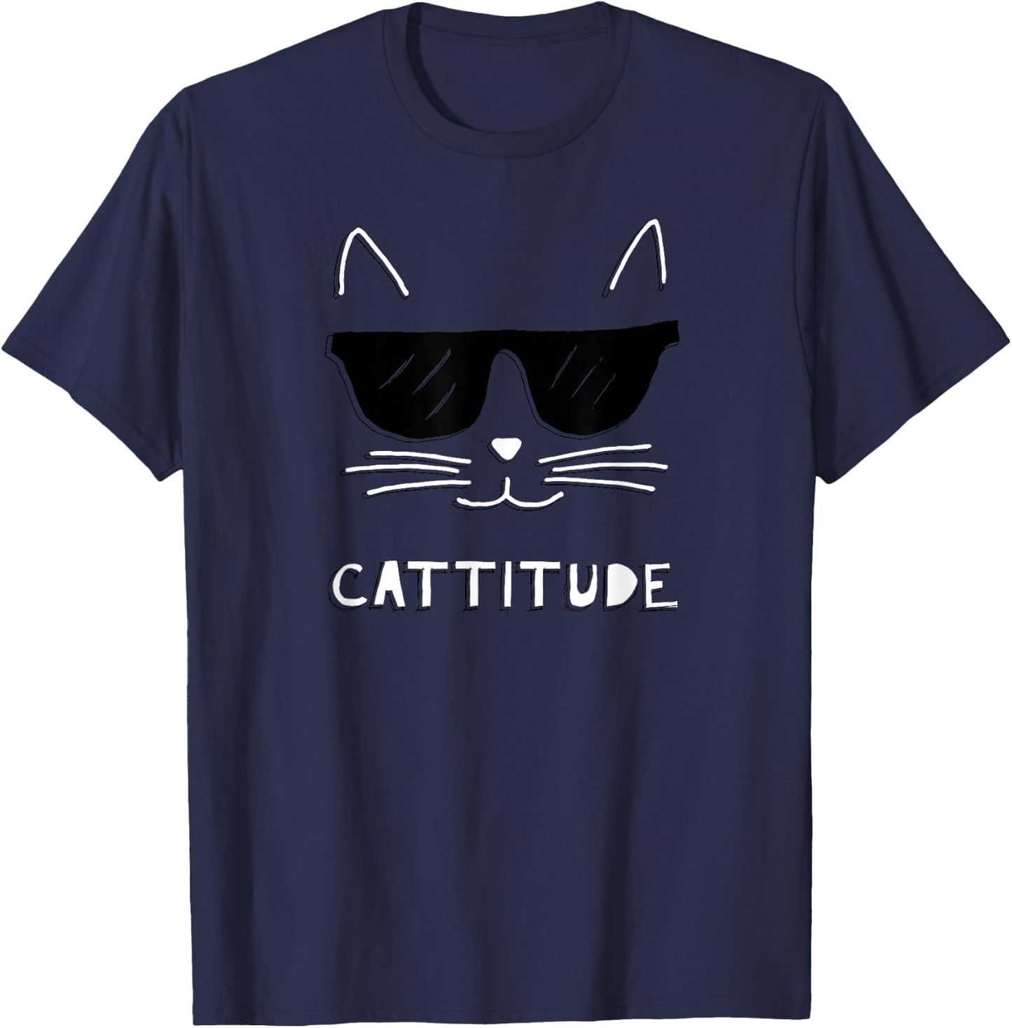 Cattitude, Funny cat attitude, sunglasses Men Women Kids T-Shirt - T-Shirt | Navy
