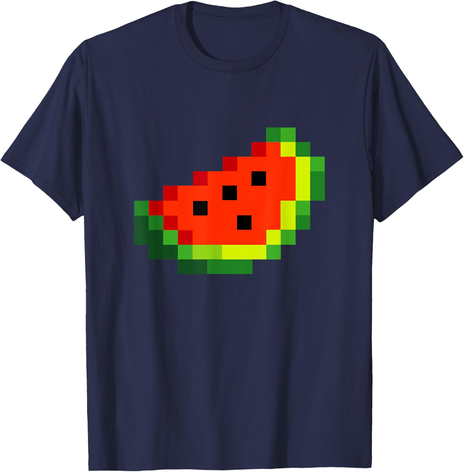 Funny Pixel Watermelon - Retro 8-Bit Arcade Gamer Fruit T-Shirt - T-Shirt | Navy