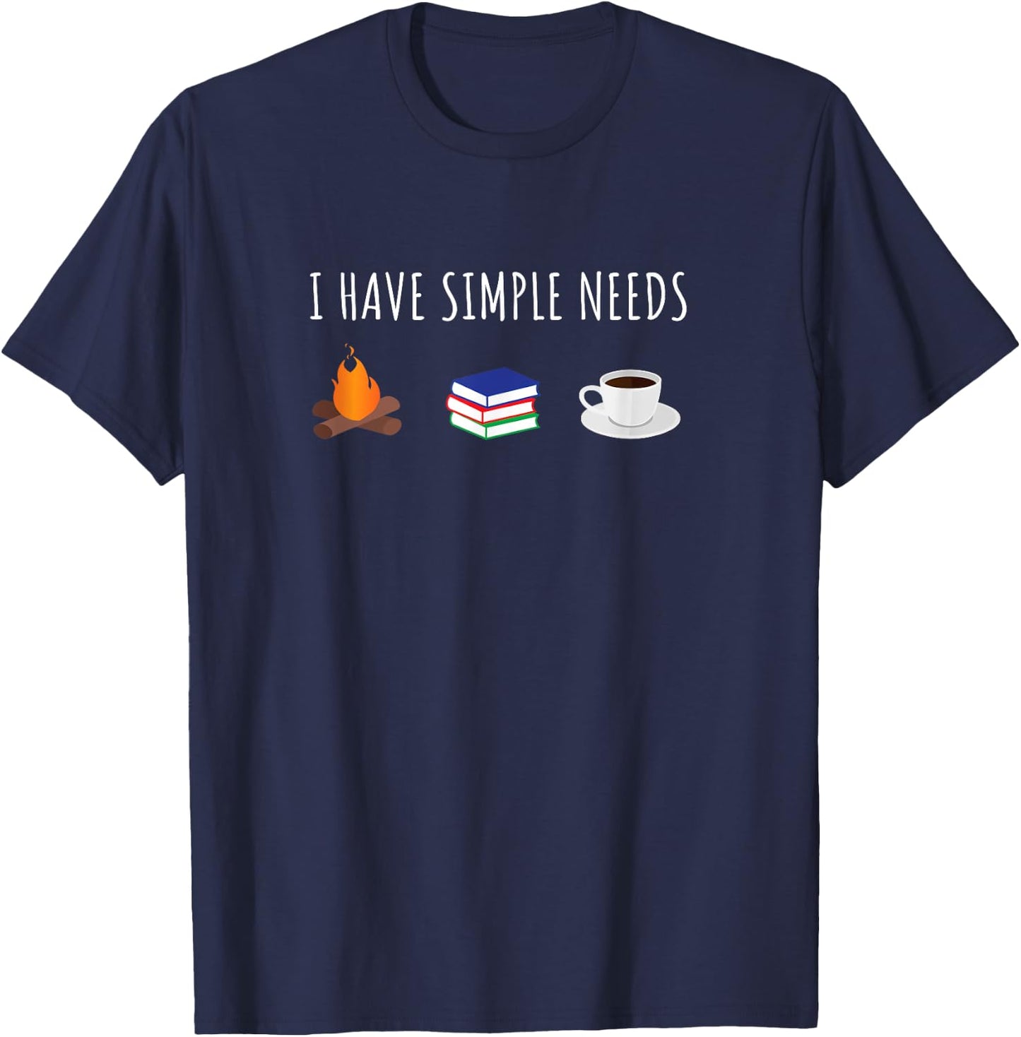 Funny Love Camping Reading Coffee T-Shirt - T-Shirt | Navy