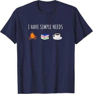 Funny Love Camping Reading Coffee T-Shirt - T-Shirt | Navy