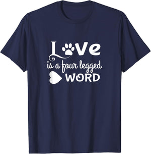 Love Is a Four Legged Word Cute Dog Lover Gift Women Kids T-Shirt - T-Shirt | Navy