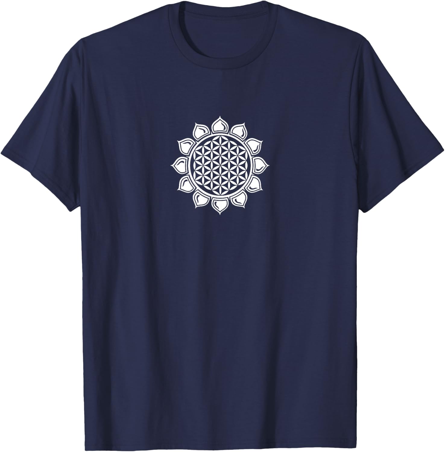 Flower of Life Sacred Geometrie Yoga Balance Harmony Symbol T-Shirt - T-Shirt | Navy