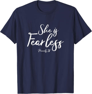 She is fearless Proverbs 31 shirt T-Shirt - T-Shirt | Navy