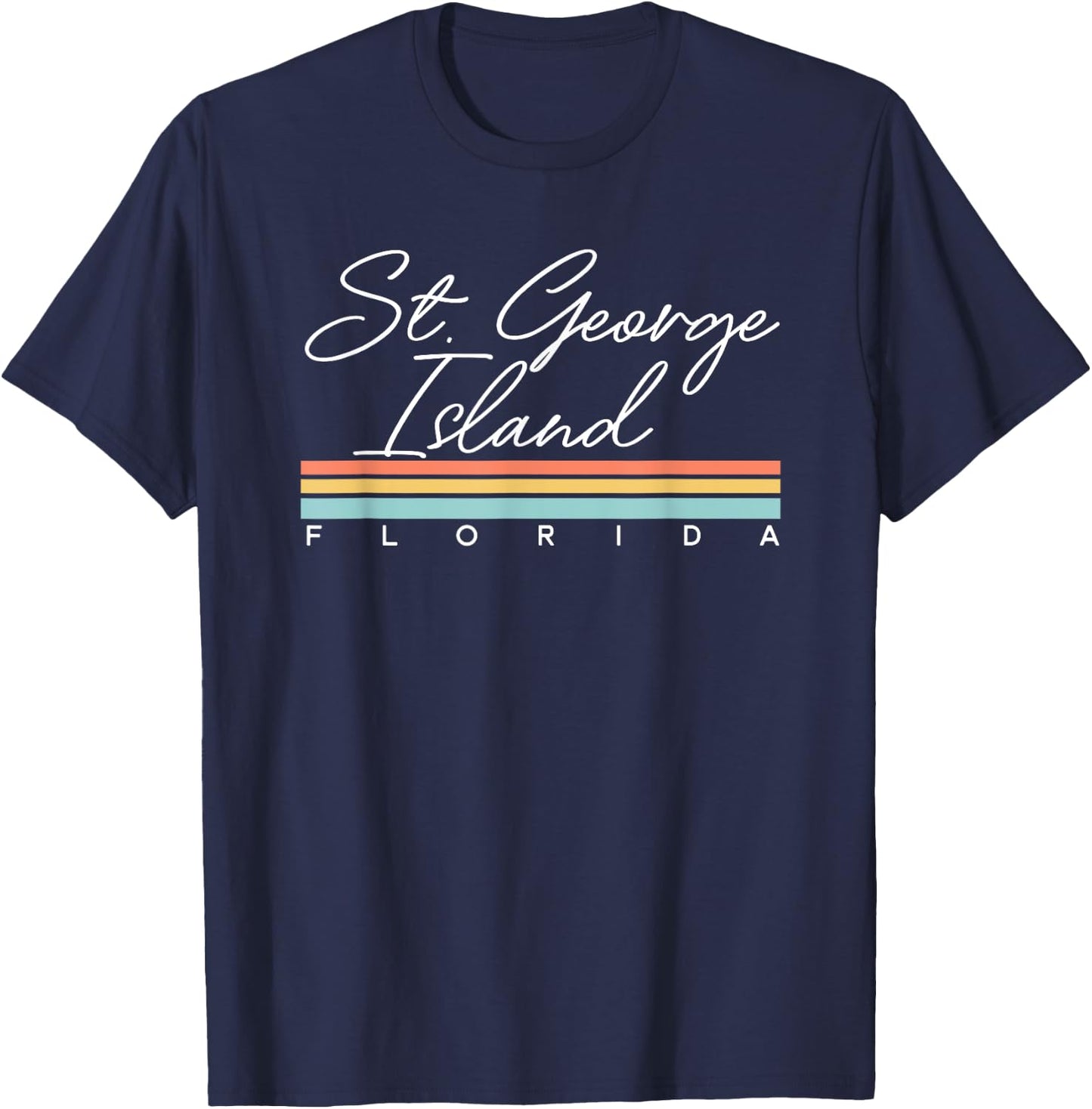 Retro St George Island Florida T-Shirt - T-Shirt | Navy