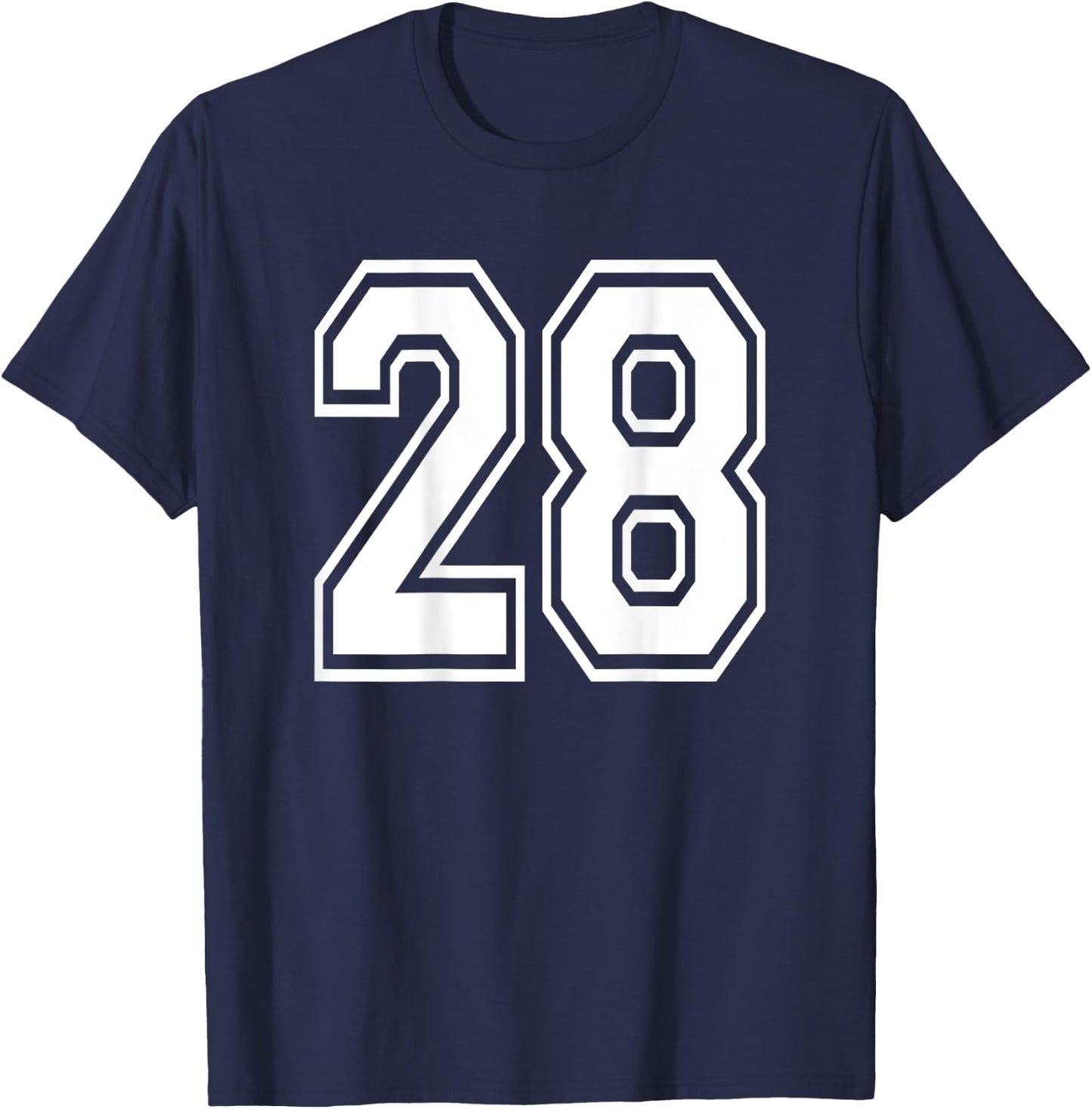 Number 28 Sports Player Number BACK Of Shirt Only T-Shirt - T-Shirt | Navy