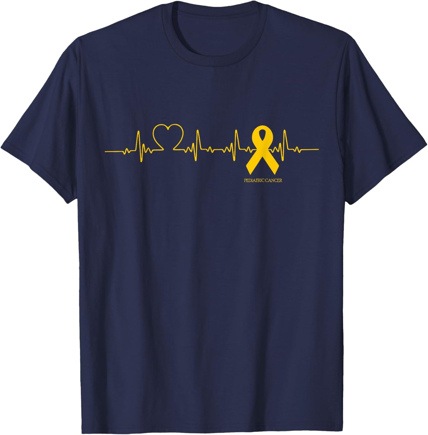 Pediatric Cancer Shirt Cancer Heartbeat Gift Kids T-Shirt - T-Shirt | Navy