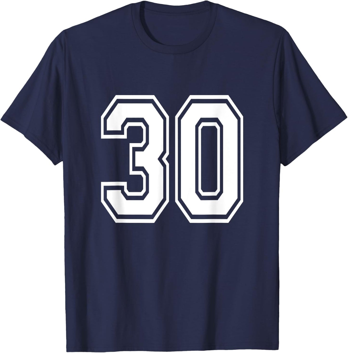 Number 30 Birthday Varsity Sports Team Jersey T-Shirt - T-Shirt | Navy