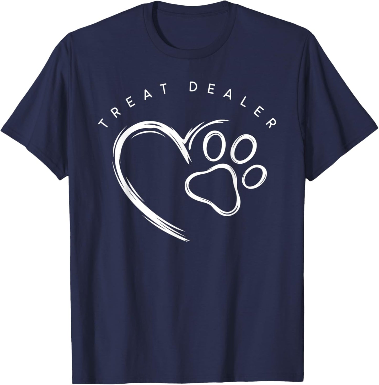 Treat Dealer Dog Lover Cute Paw Print -Adult Black Small T-Shirt - T-Shirt | Navy