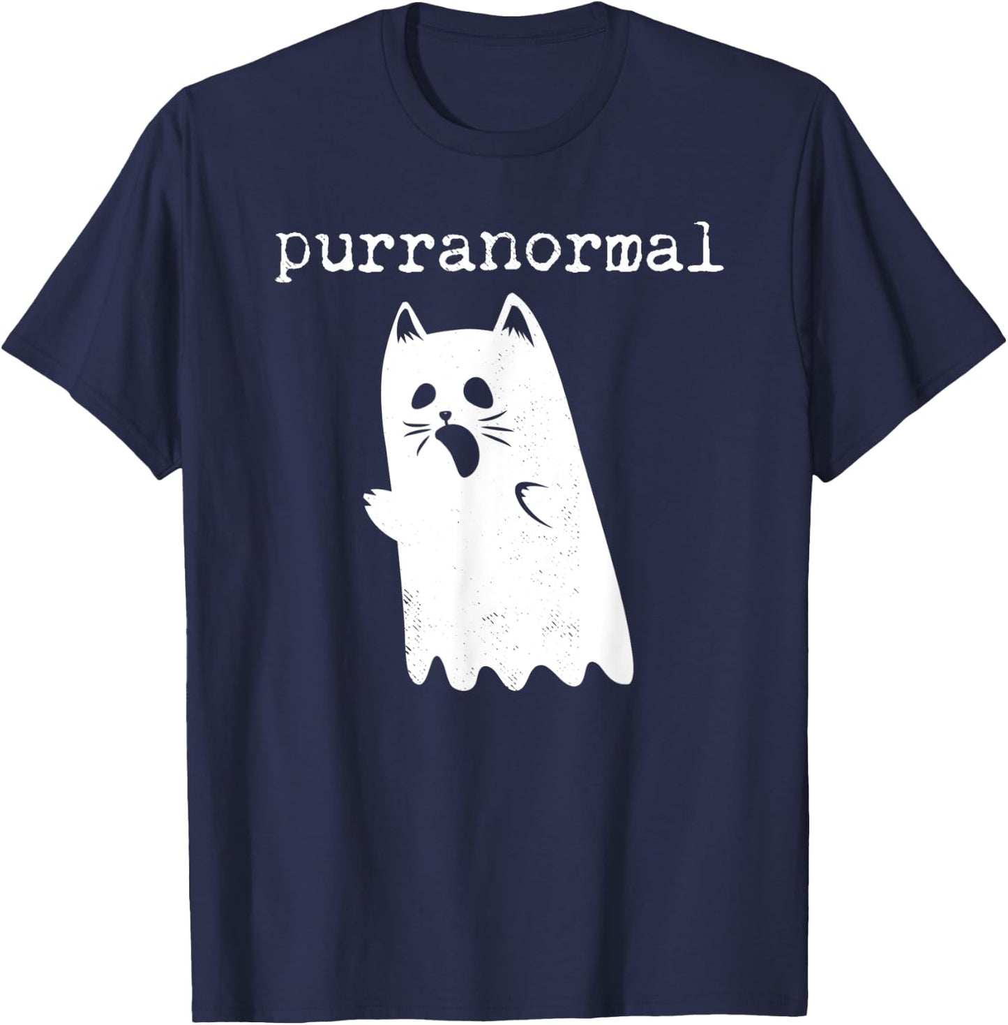 Purranormal Funny Cat Halloween T Shirt Paranormal Ghost Women Kids T-Shirt - T-Shirt | Navy