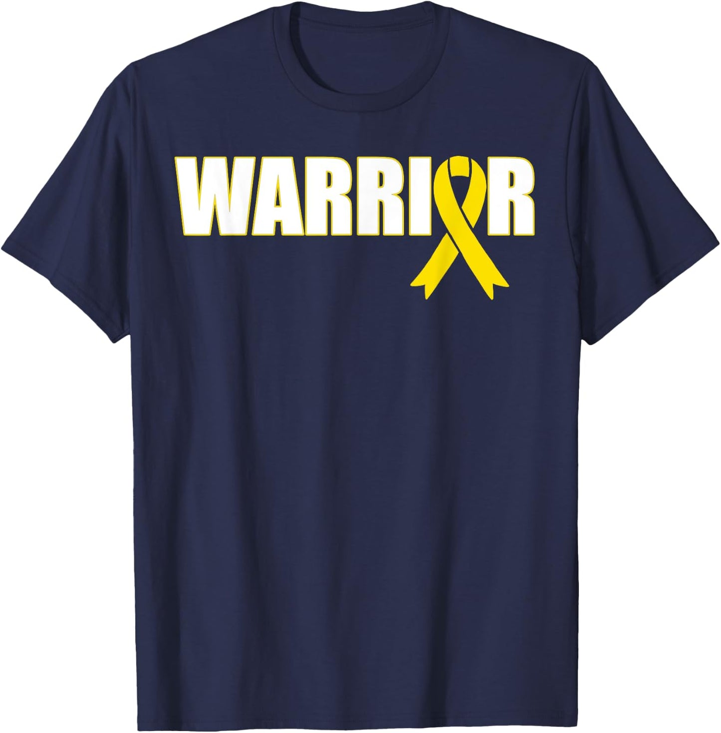 Bone Cancer Warrior - Sarcoma Yellow Ribbon Shirt T-Shirt - T-Shirt | Navy
