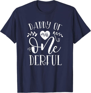 Daddy Of Miss Onederful Shirt Cute Dad 1st Birthday Of Girl T-Shirt - T-Shirt | Navy