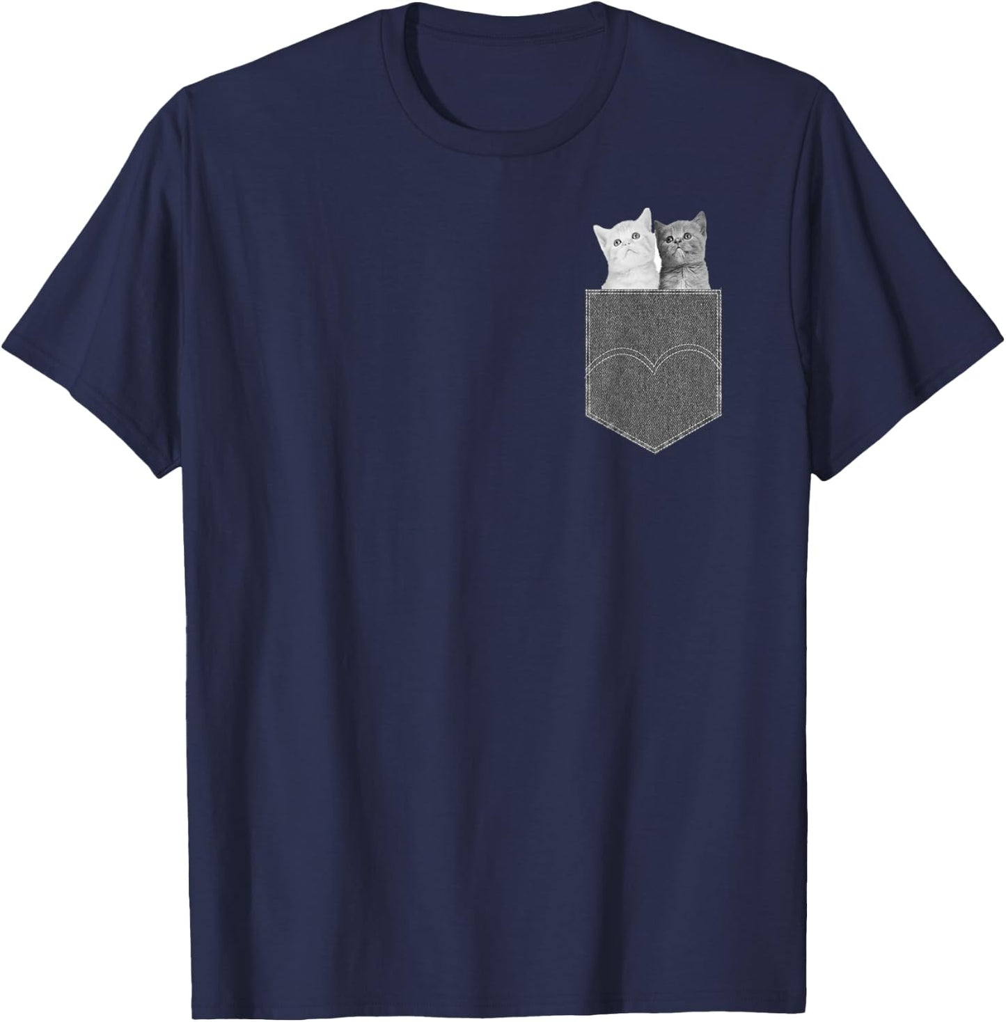 Pocket Cat - Funny Peeking Pet Cute Kitten Animal T-Shirt - T-Shirt | Navy