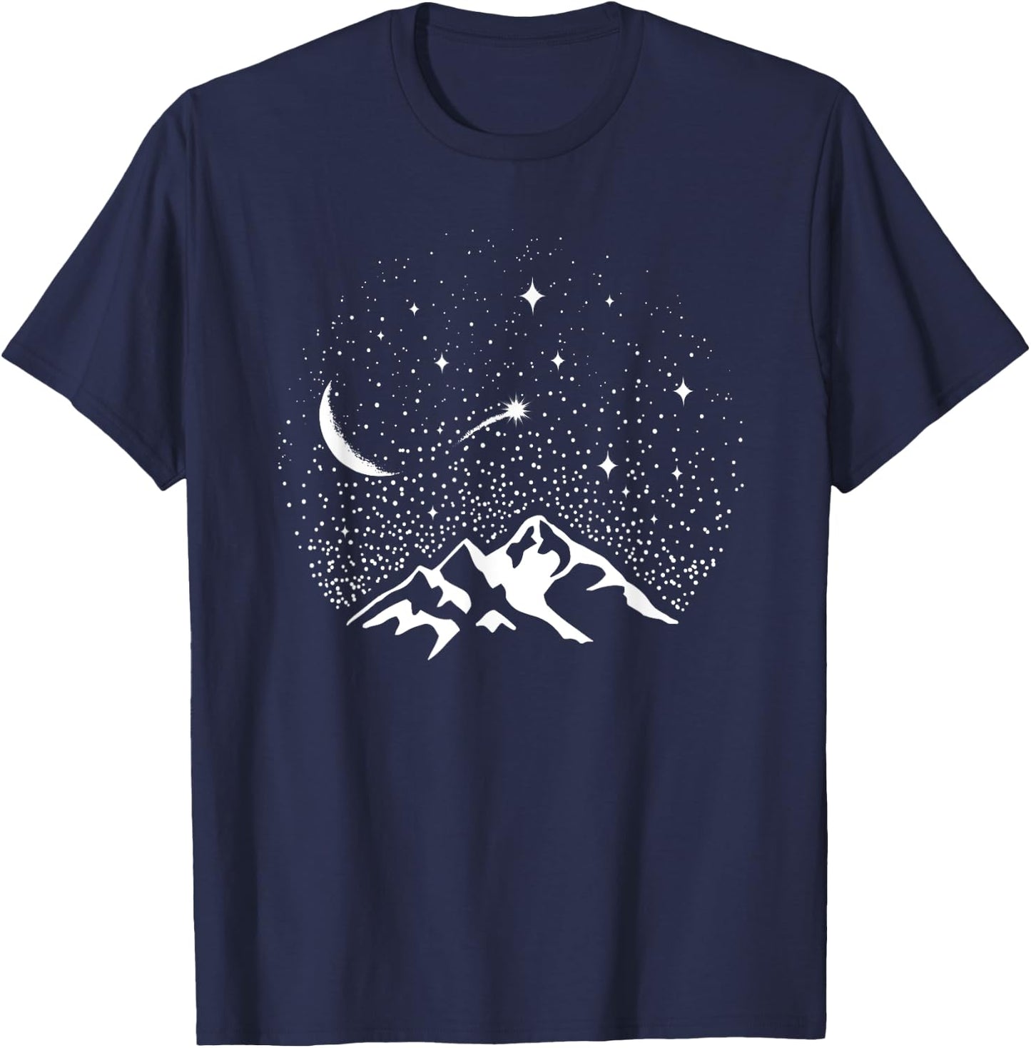 Starry Night Sky Over Mountains - Nature & Outdoor Lover T-Shirt - T-Shirt | Navy