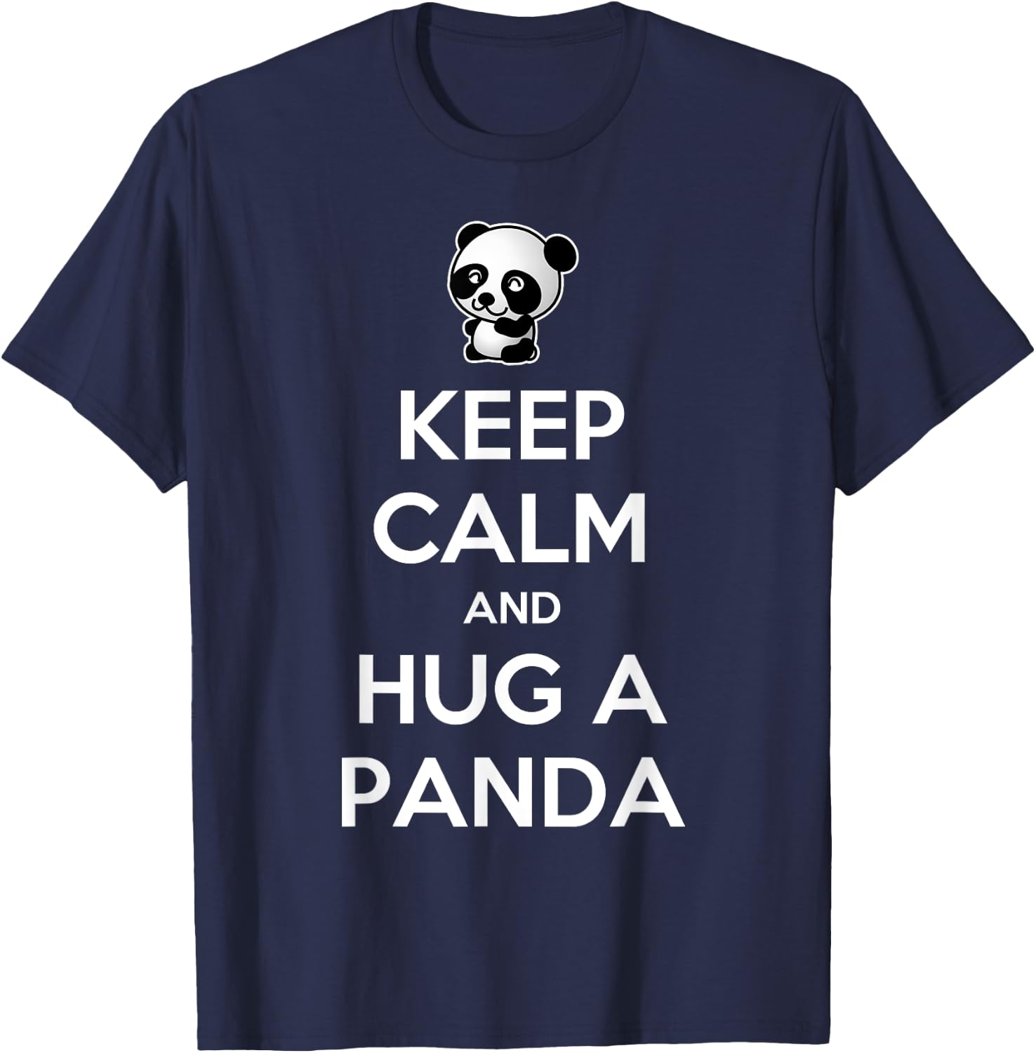 Keep Calm And Hug A Panda Christmas T-Shirt - T-Shirt | Navy