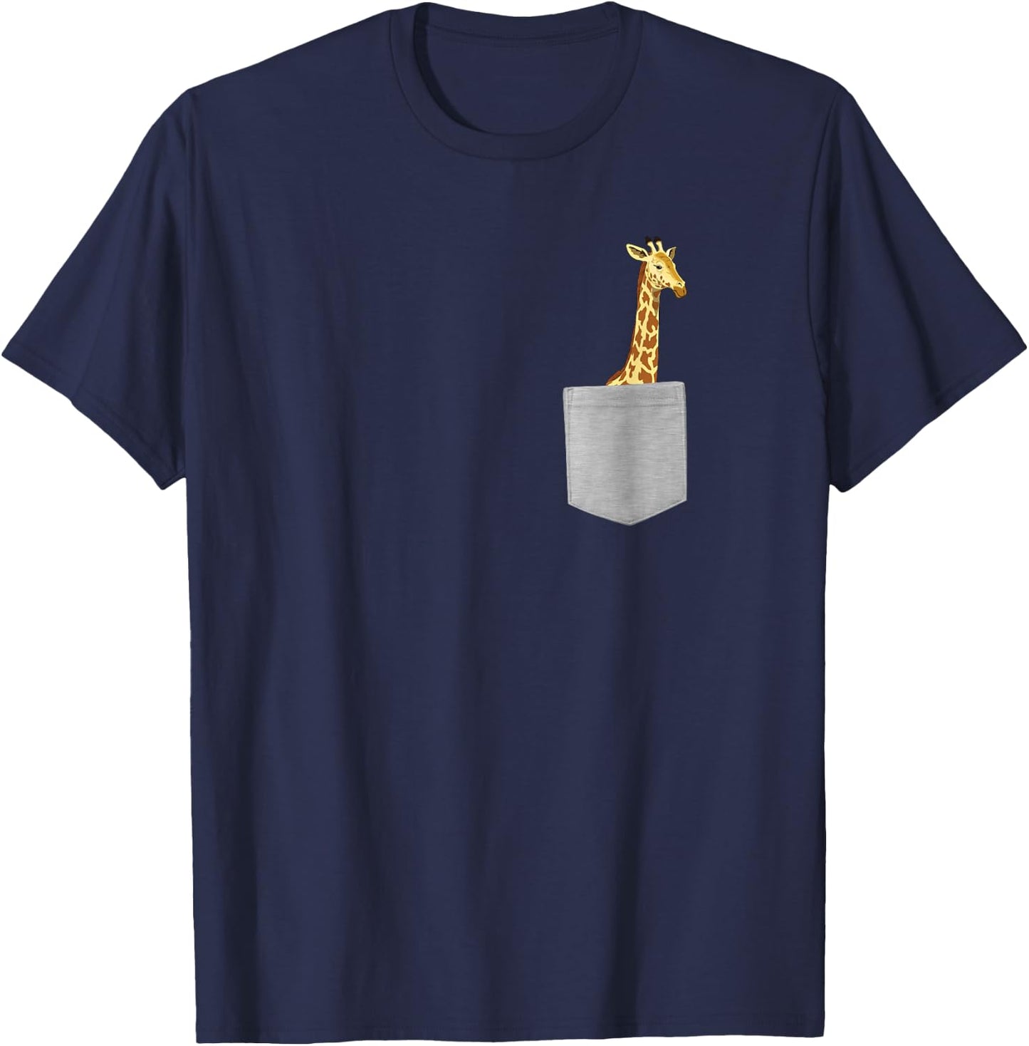 Pocket Giraffe Funny Camelopard Animal Lovers Humor Novelty T-Shirt - T-Shirt | Navy