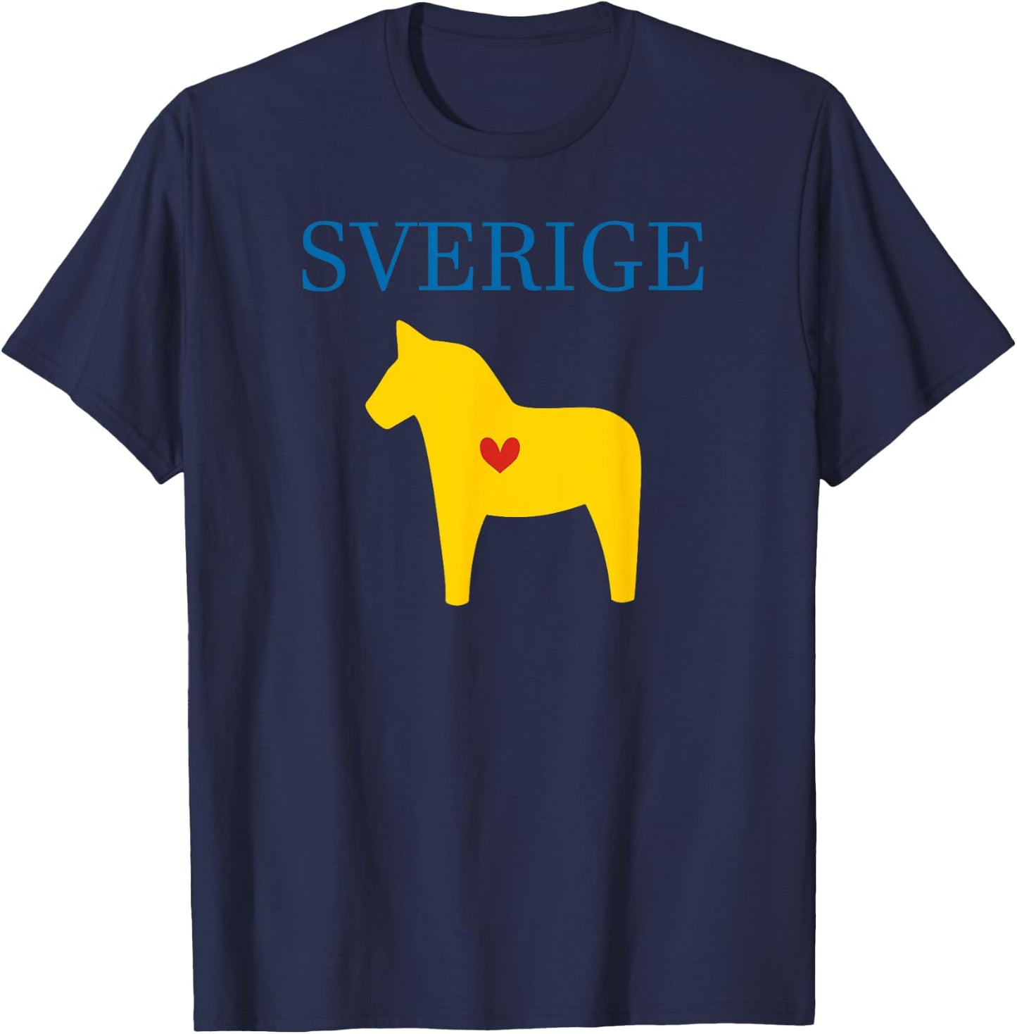 Swedish Dala Horse Midsommar Heart Sverige T Shirt T-Shirt - T-Shirt | Navy
