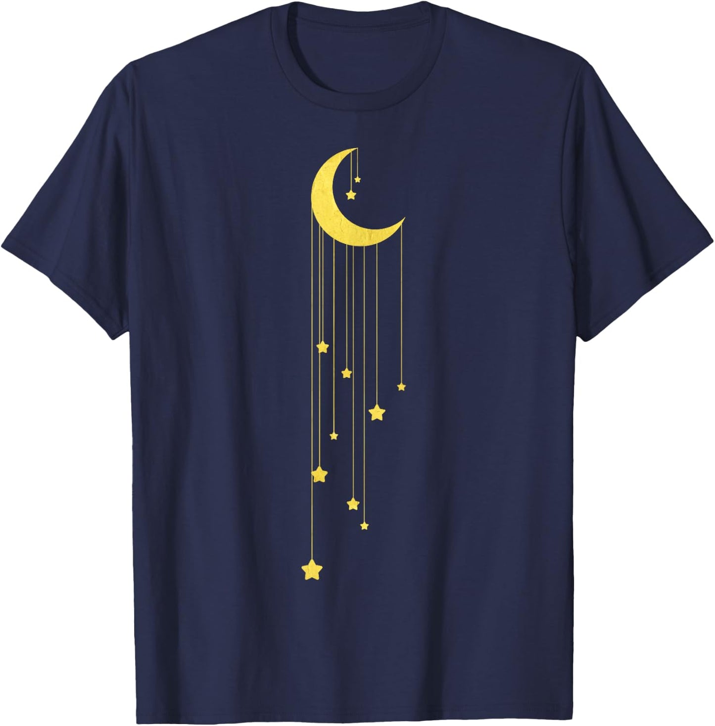 Gold Moon And Falling Stars Graphic T-Shirt - T-Shirt | Navy
