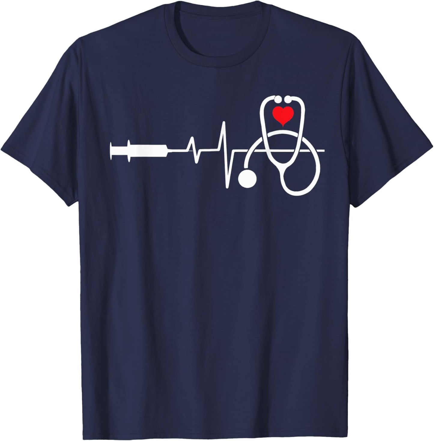 Funny Heart Beats Nurse Nursing Medical Men woman T-Shirt - T-Shirt | Navy