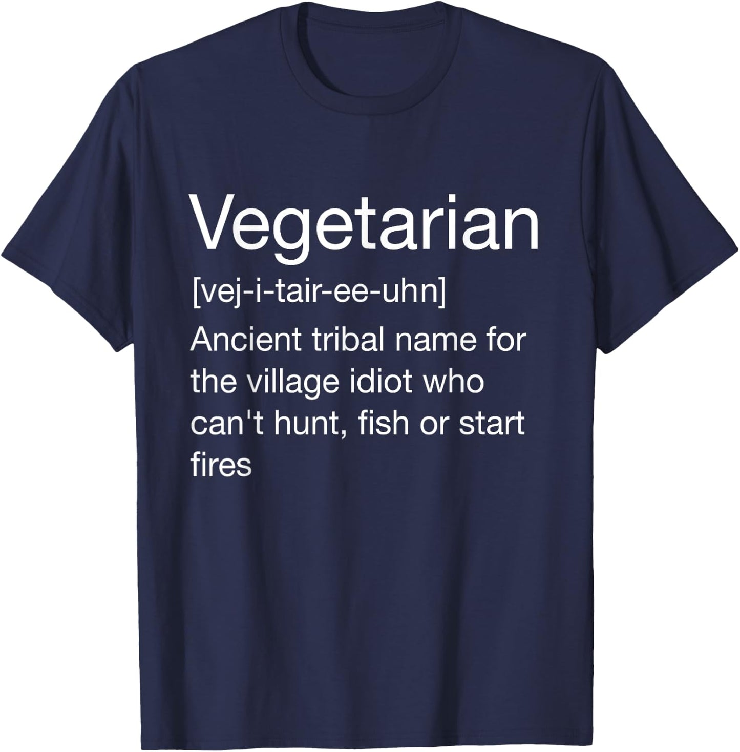 Sarcastic Vegetarian Definition - Funny Dictionary Black -Adults XS Regular Small US 21 inches 16.5 Round Neck Short Sleeve T-Shirt - T-Shirt | Navy