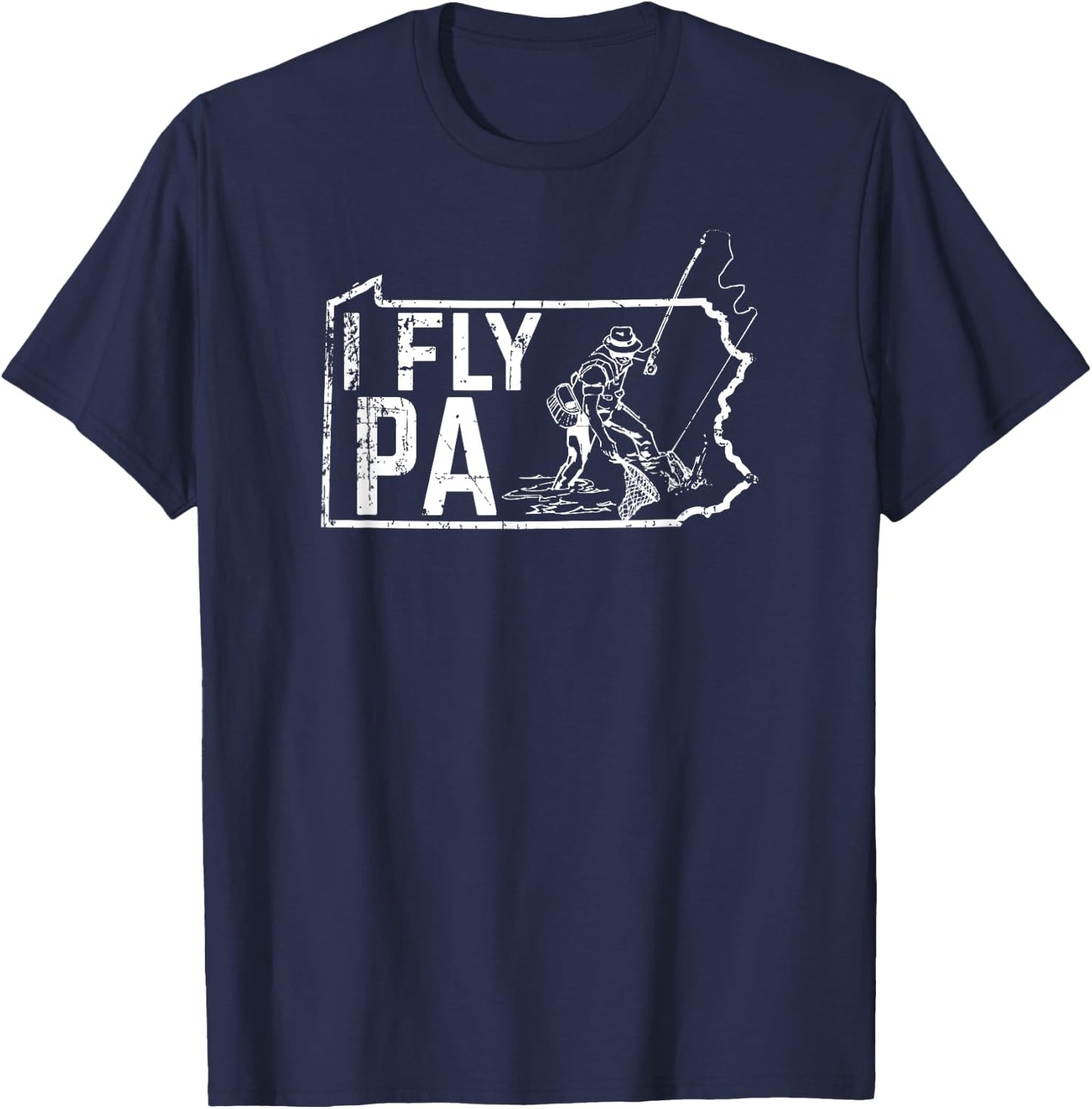 Pennsylvania Fly Fishing Fisherman T-Shirt - T-Shirt | Navy