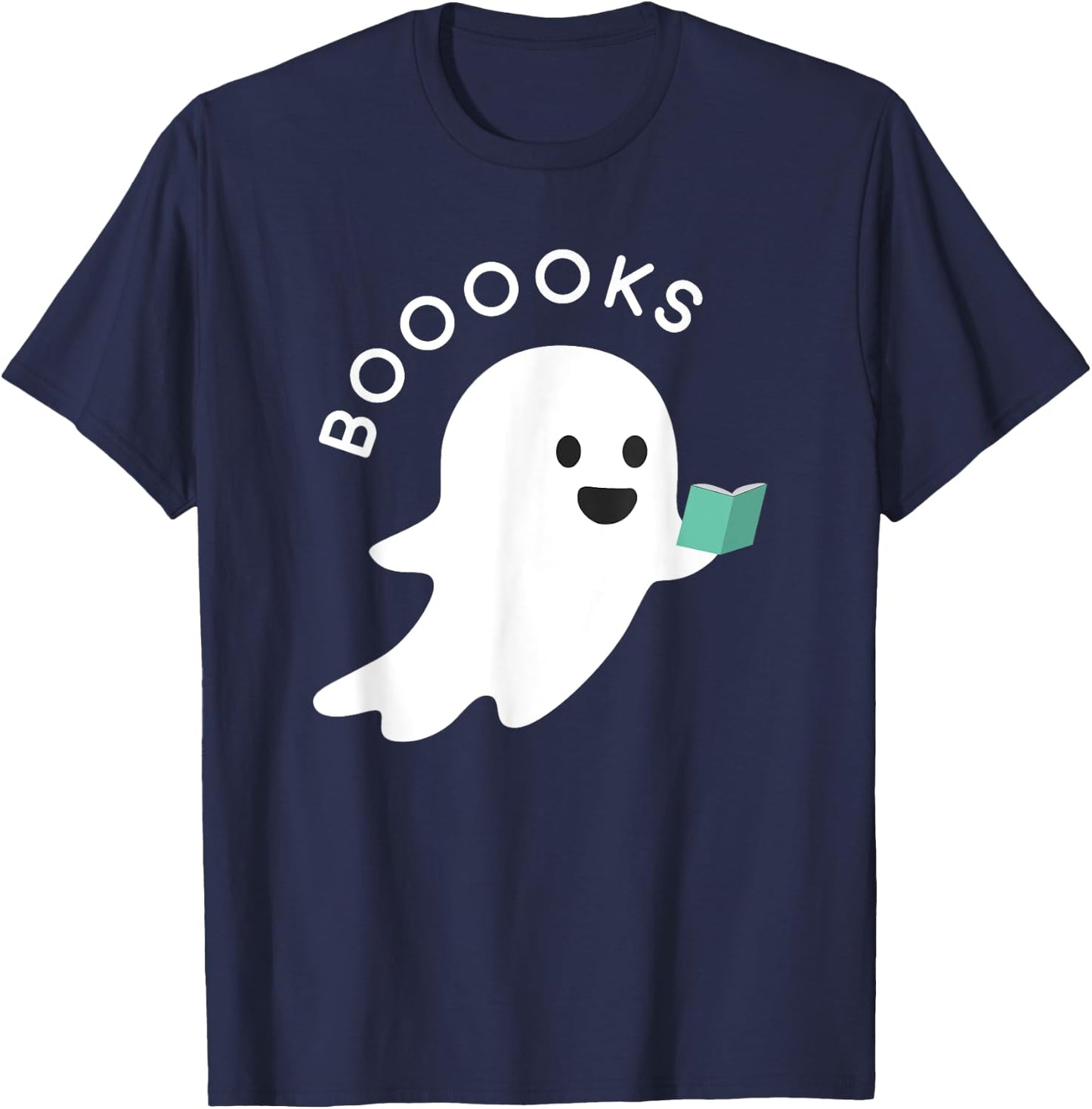 Booooks Ghost Reading Books Halloween T-Shirt - T-Shirt | Navy