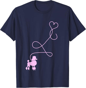 1950's Sock Hop Costume - Dog Cute Poodle Heart T-Shirt - T-Shirt | Navy