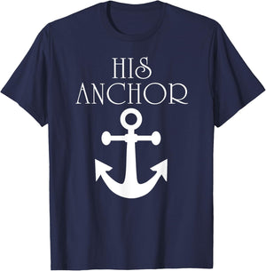 Funny Cruise Her Captain His Anchor Couple T-Shirt - T-Shirt | Navy