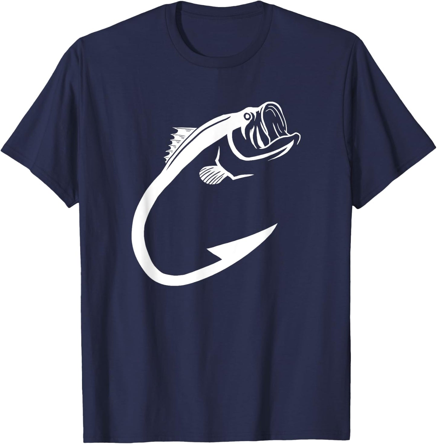 Fish Hook Minimal Art Cool Fishing Lover Art Lover Gift T-Shirt - T-Shirt | Navy