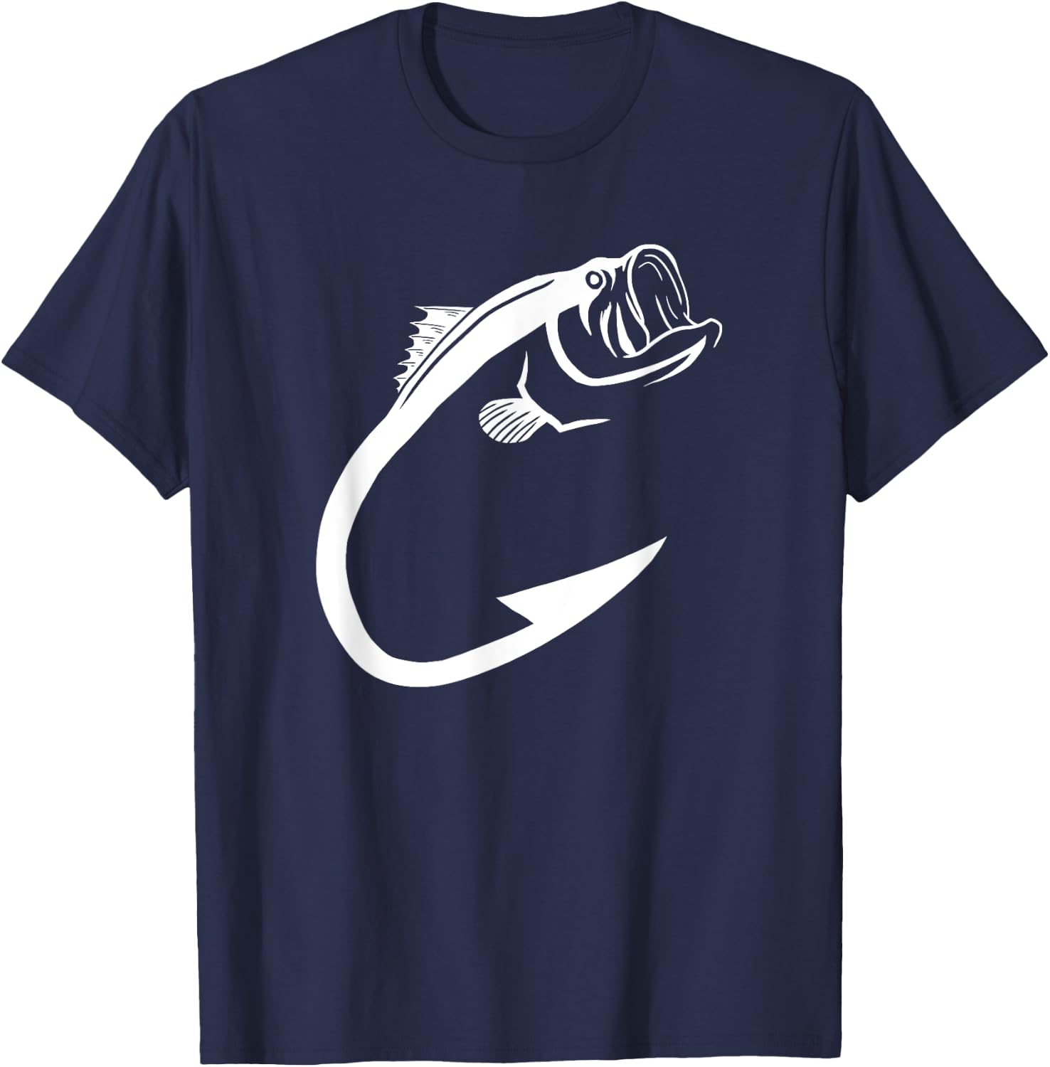 Fish Hook Minimal Art Cool Fishing Lover Art Lover Gift T-Shirt - T-Shirt | Navy