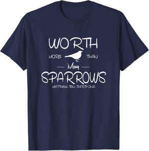 Worth More than Many Sparrows Christian T-Shirt - T-Shirt | Navy