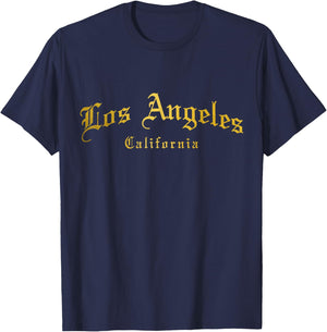 Los Angeles California LA Vintage Old School English Font T-Shirt - T-Shirt | Navy