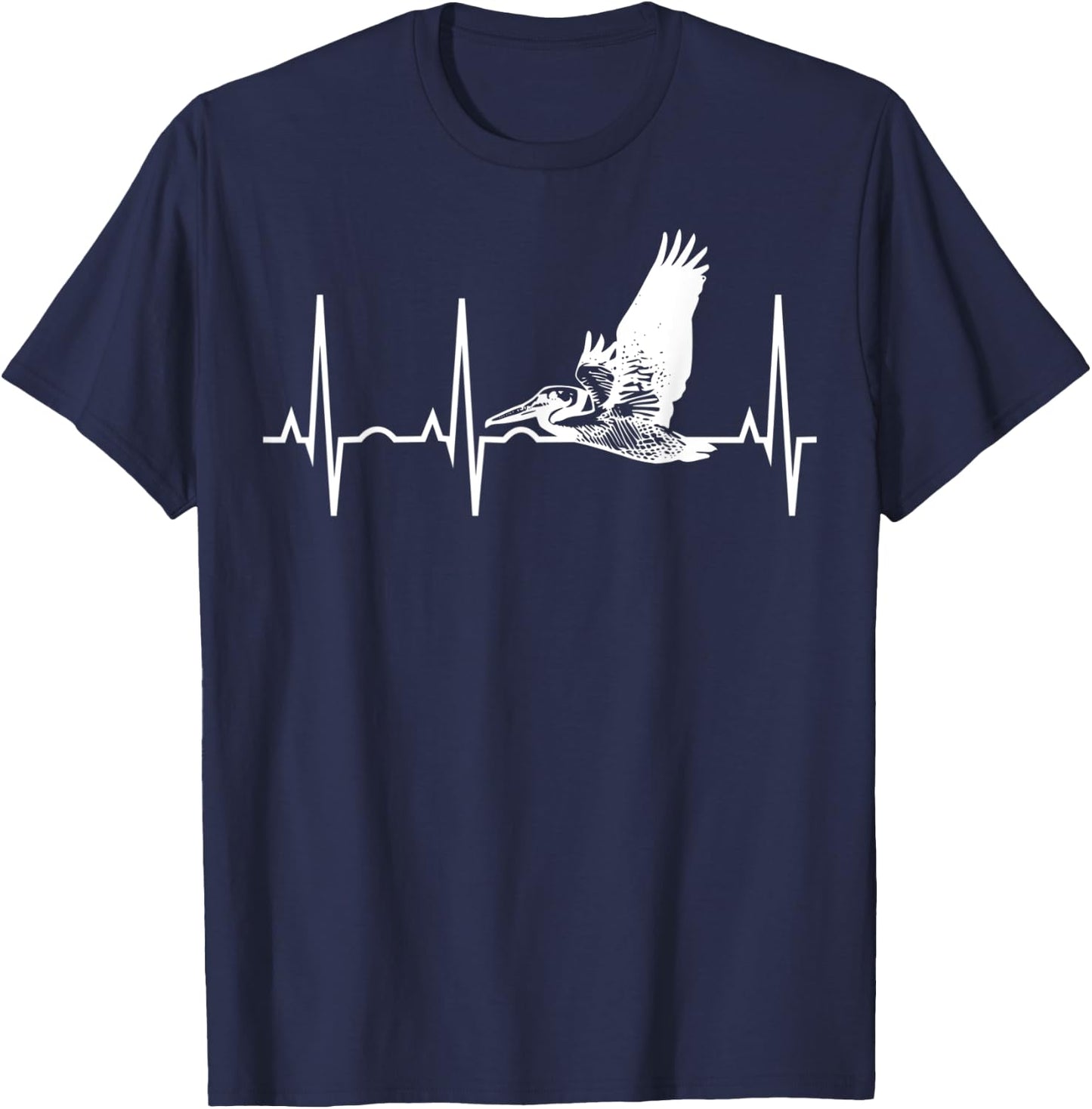 Pelican Heartbeat Shirt - Best Pelican for Birders T-Shirt - T-Shirt | Navy