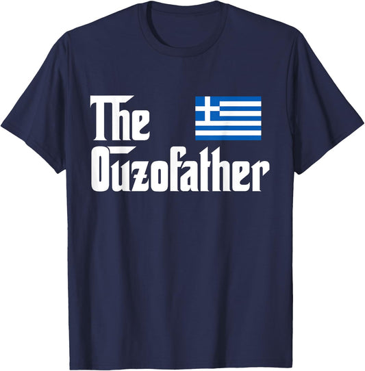 The Ouzo Father Funny Greek Flag Gift Shirt T-Shirt - T-Shirt | Navy