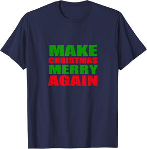 Make Christmas Merry Again Shirt Funny Trump Support T-Shirt - T-Shirt | Navy