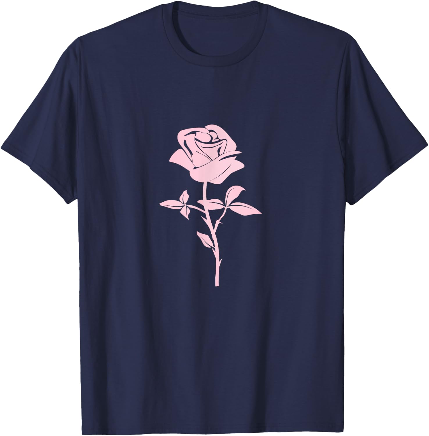 Pink Rose Flower T-Shirt - T-Shirt | Navy