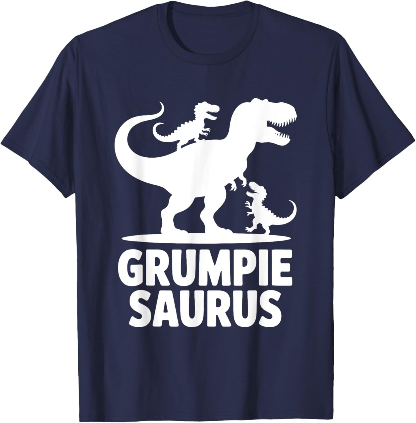 Grumpie Saurus Dinosaur Grandpa Of Two Grandkids Dino Family T-Shirt - T-Shirt | Navy