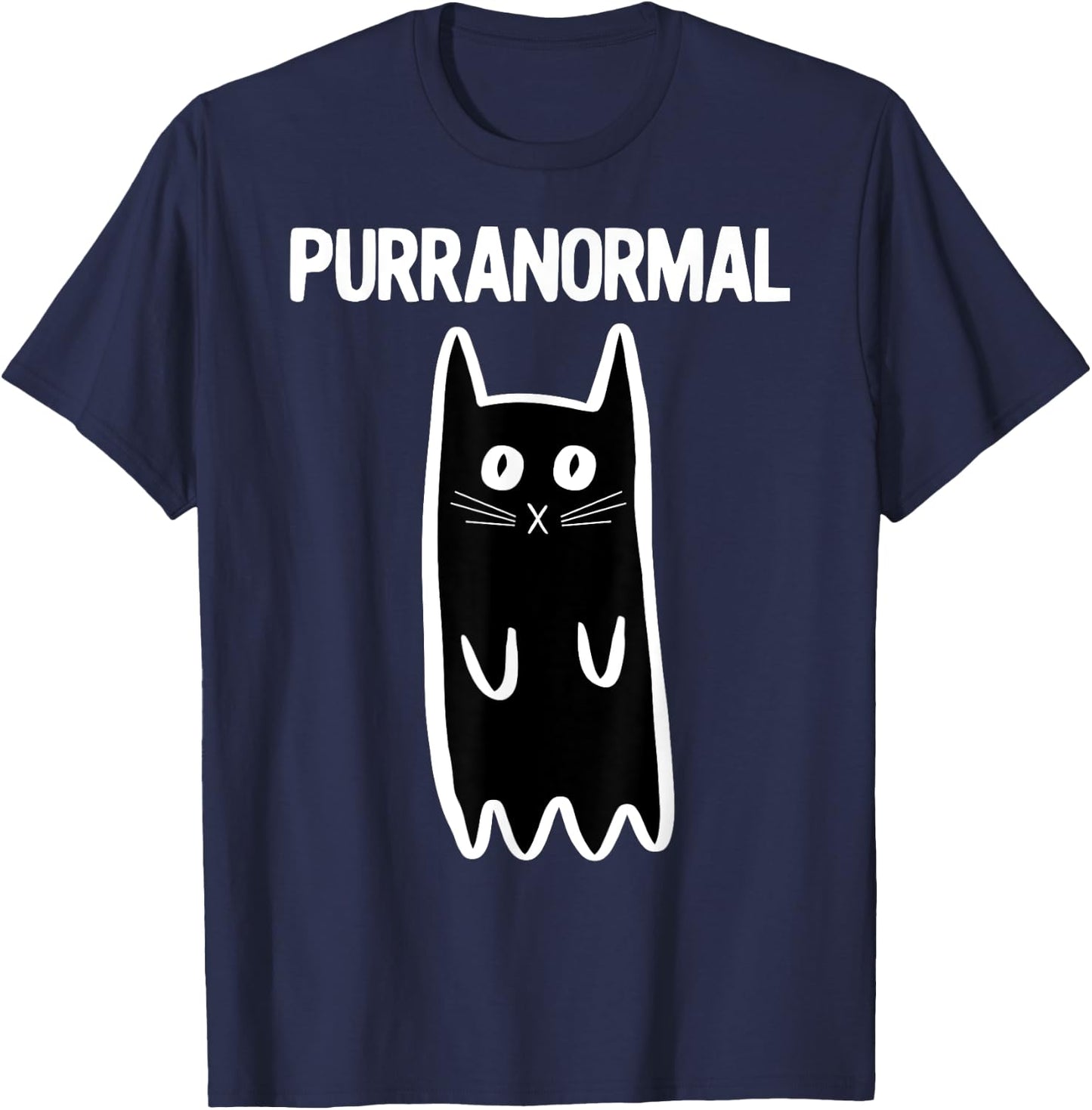 Purranormal Ghost Cat Shirt Paranormal Halloween Kitty Cat T-Shirt - T-Shirt | Navy