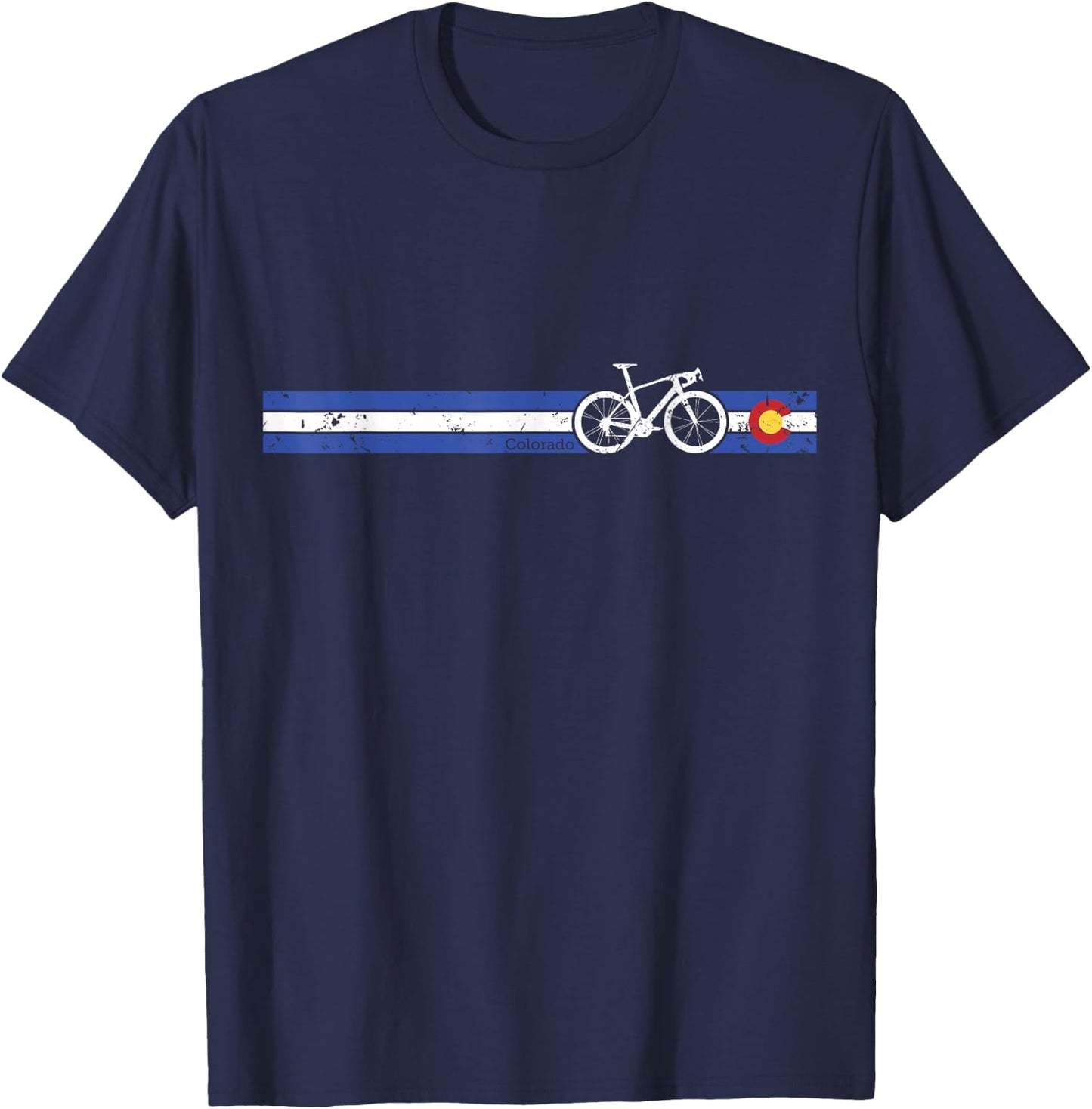 Colorado Flag Cycling Beautiful Native Colorado T-Shirt - T-Shirt | Navy
