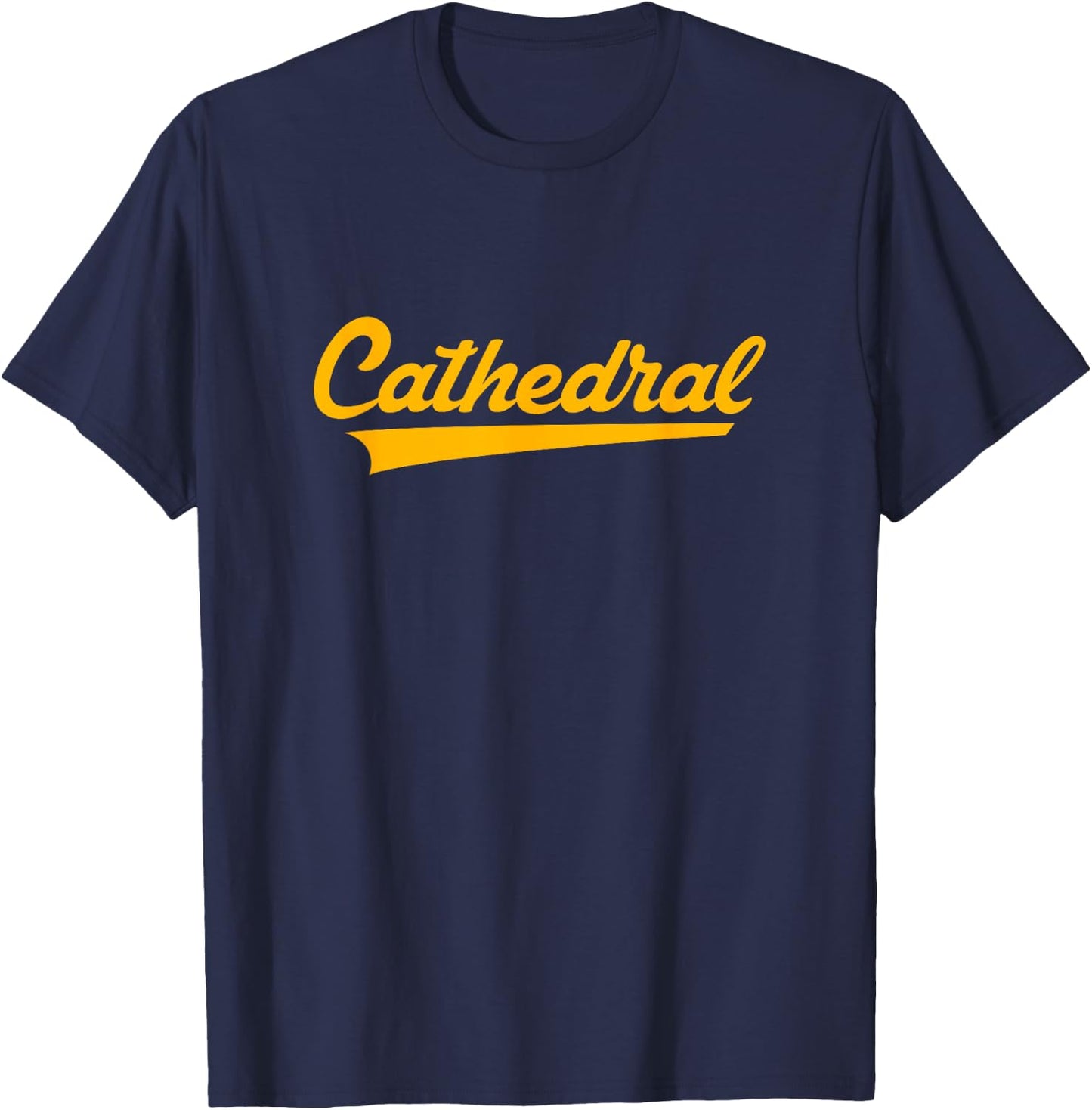 Cathedral High School Vintage Swoosh T-Shirt - T-Shirt | Navy
