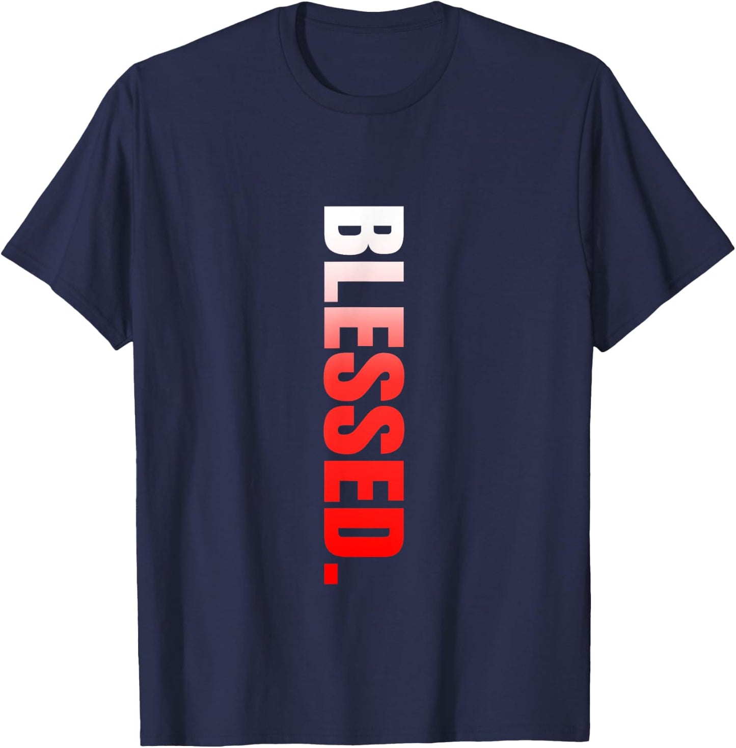 Red Blessed. Vertical Red Color Graphic T-Shirt - T-Shirt | Navy
