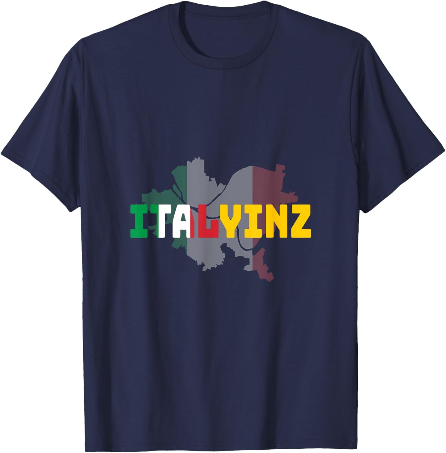 ITALYINZ Pittsburgh Black and Gold Italian Flag T-Shirt - T-Shirt | Navy