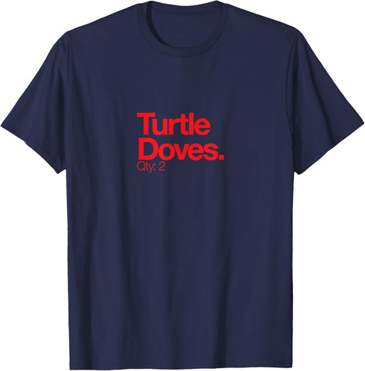 Turtle Doves Q 2 Minimalist 12 Days Of Christmas T-Shirt - T-Shirt | Navy