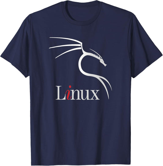 Kali Linux tagline w/ White Dragon OpenSource Os T-Shirt - T-Shirt | Navy