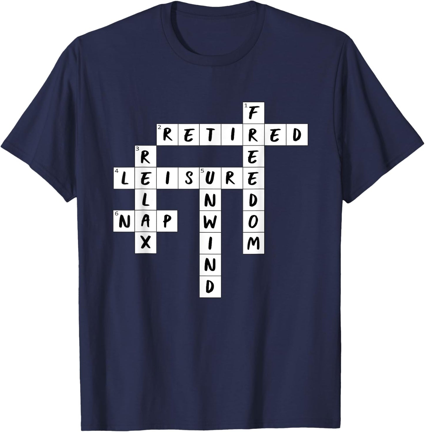 Retirement Crossword Puzzle T-Shirt - T-Shirt | Navy