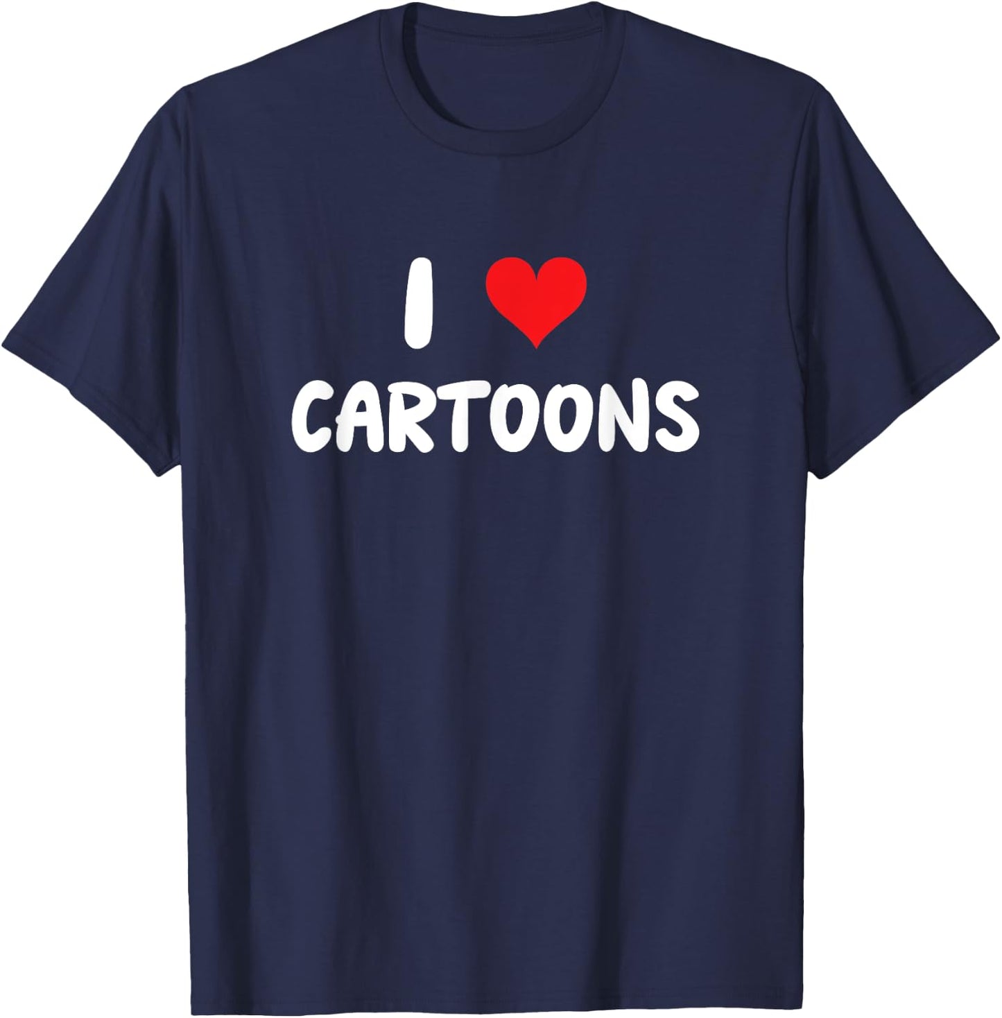I Love Cartoons - Heart - Artist Comic Strip Newspaper T-Shirt - T-Shirt | Navy