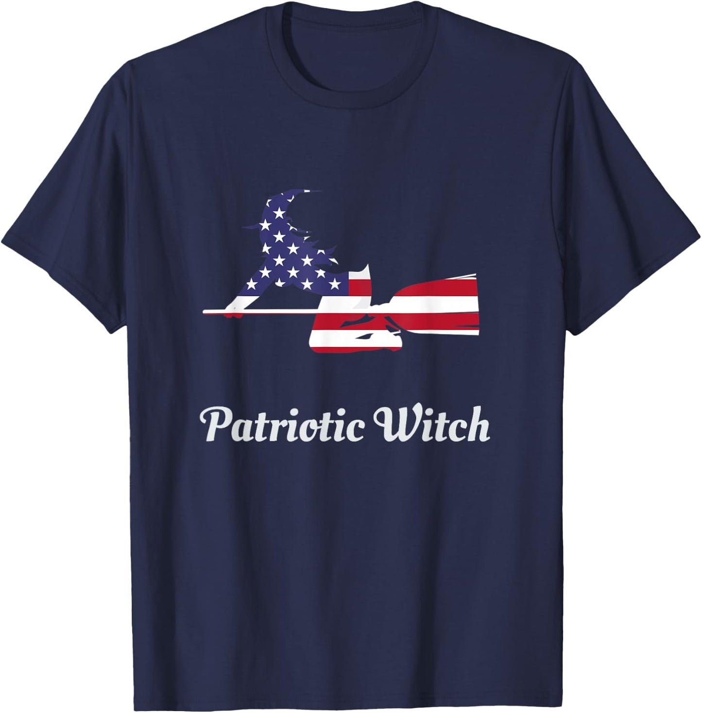 Halloween Patriotic Witch T Shirt - USA American Flag Women Kids Men T-Shirt - T-Shirt | Navy