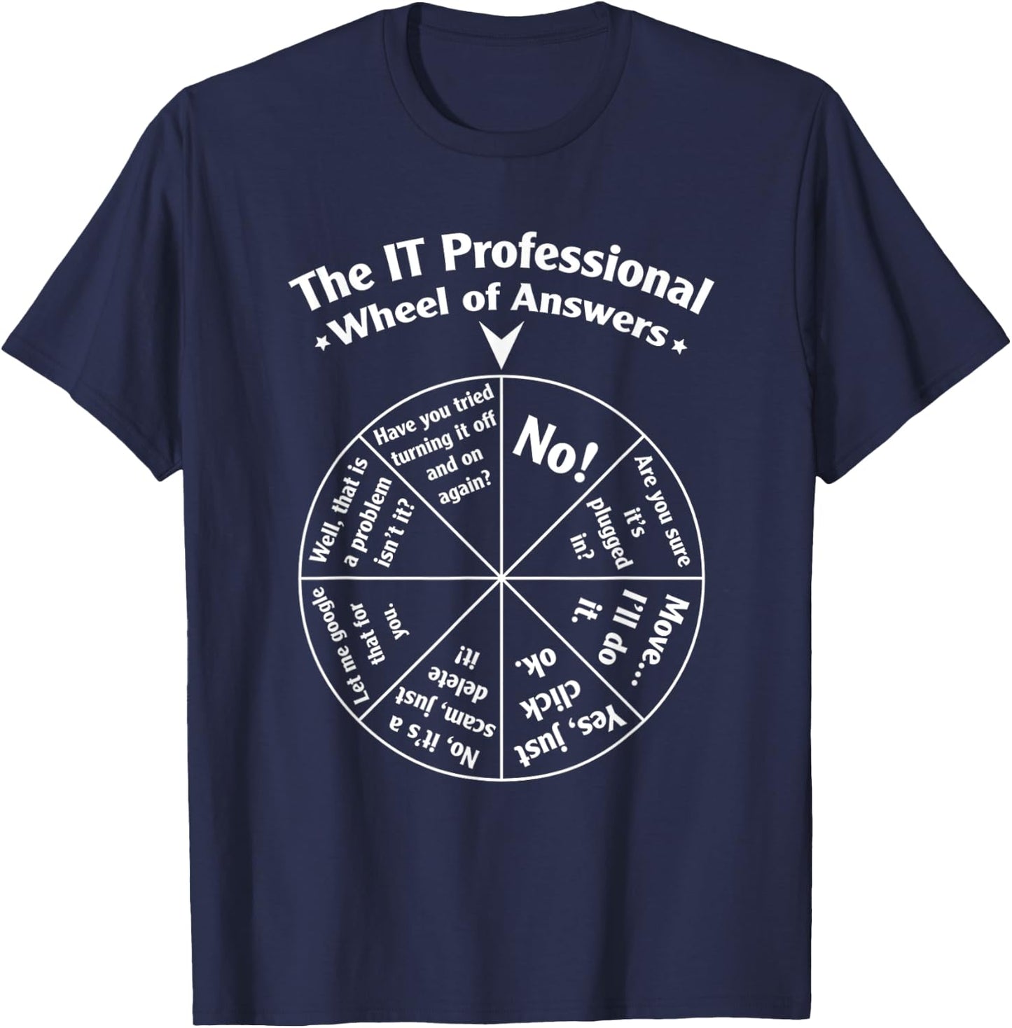 The IT Professional Wheel of Answers T-Shirt - T-Shirt | Navy